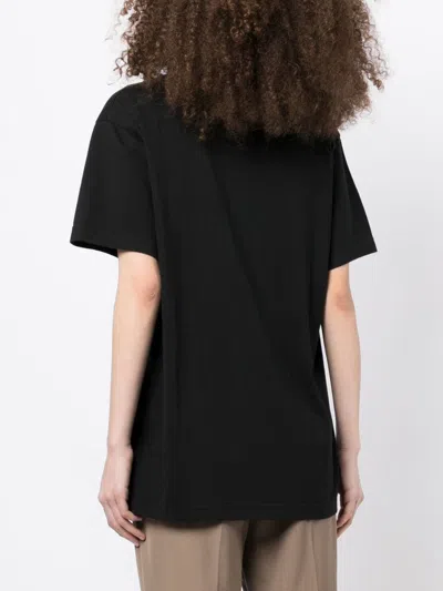 Totême Toteme Women's Black Logo-embroidered Organic Cotton T-shirt