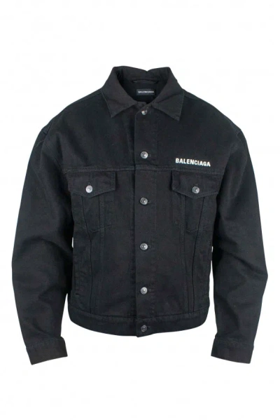 Balenciaga Men Denim Jacket In Black