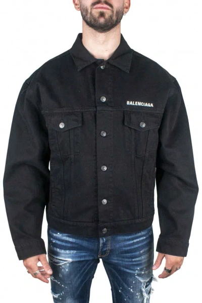 Balenciaga Men Denim Jacket In Black