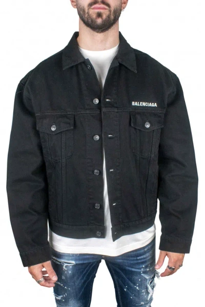 Balenciaga Men Denim Jacket In Black