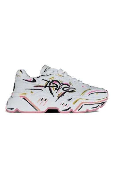 Dolce & Gabbana Daymaster Leather Running Sneakers In White
