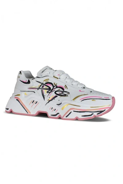 Dolce & Gabbana Daymaster Leather Running Sneakers In White