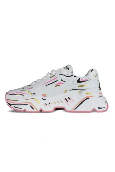 Dolce & Gabbana Daymaster Leather Running Sneakers In White