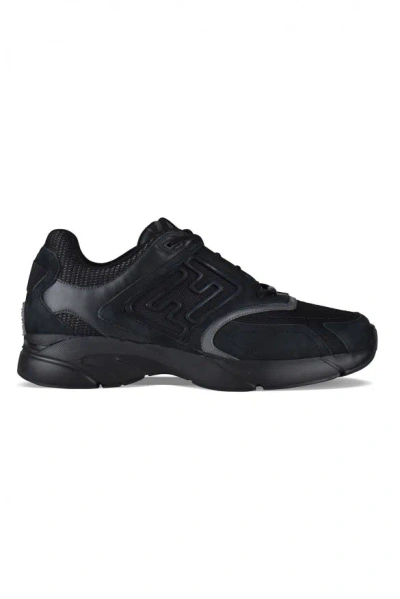 Fendi Logo-print Mesh-panelled Sneakers In Black