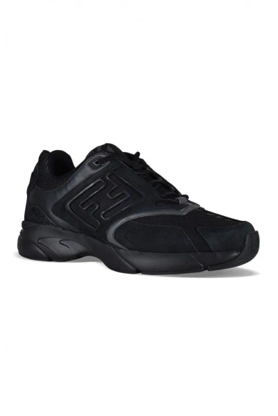 Fendi Logo-print Mesh-panelled Sneakers In Black