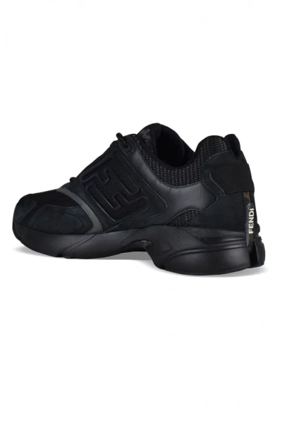 Fendi Logo-print Mesh-panelled Sneakers In Black