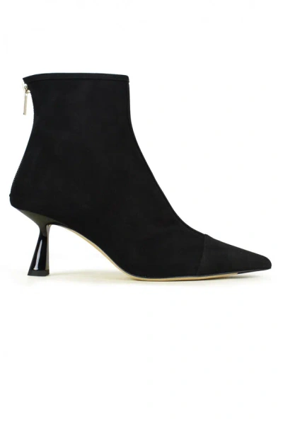 Jimmy Choo Kix 65 Patent Leather-trimmed Suede Ankle Boots In Black