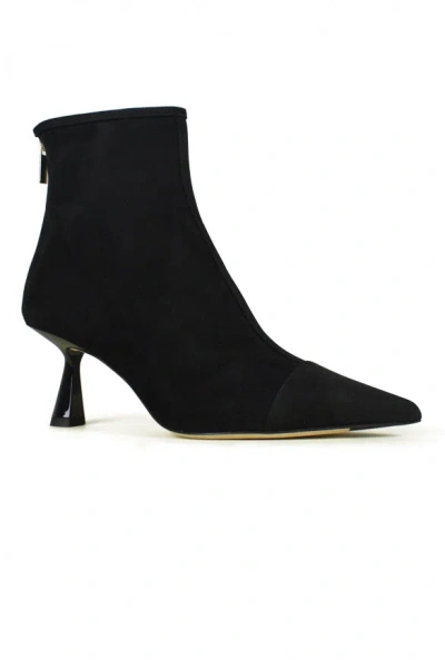 Jimmy Choo Kix 65 Patent Leather-trimmed Suede Ankle Boots In Black