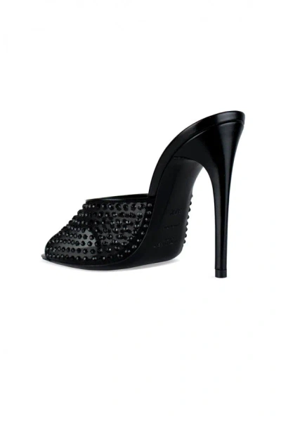 Saint Laurent Crystal-embellished 120mm Leather Mules In Black