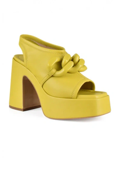 Stella Mccartney Chain-link 125mm Block Heel Sandals In Yellow