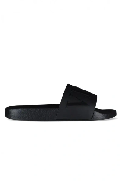Valentino Garavani Man Sandals Black Size 7 Textile Fibers In Black
