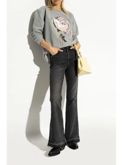 Ganni Embroidered Faux Leather Cowboy Boots In Black