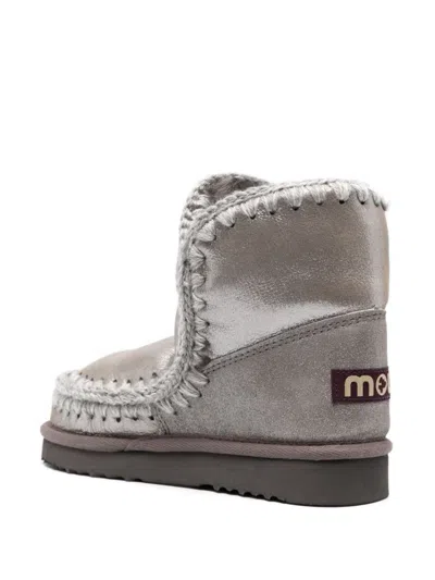Mou Ankle Boots In Double Face Sheepskin With Detailing In Grey