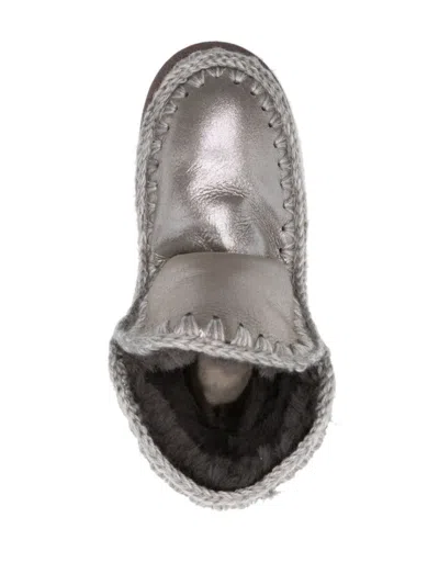 Mou Ankle Boots In Double Face Sheepskin With Detailing In Grey