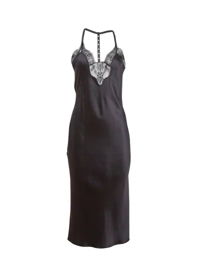 Fleur Du Mal Lace-trim Slip Dress In Black