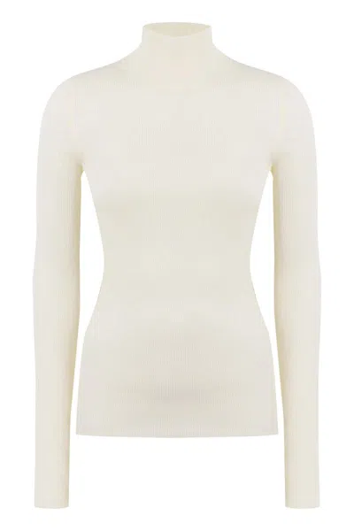 Shop Bottega Veneta Wool Turtleneck Sweater In Beige