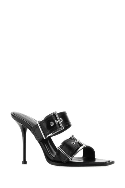 Alexander Mcqueen Alexander Mc Queen Punk Double Buckle Leather Sandals In 1081