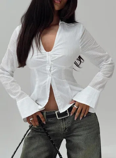 Princess Polly Elowenn Long Sleeve Button-up Shirt In White