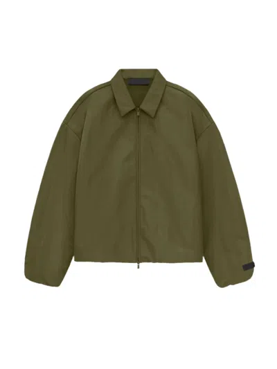 Fear Of God Textured Nylon Trucker Jacket In Military