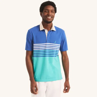 Nautica Mens Sustainably Crafted Classic Fit Chest-stripe Polo In Blue