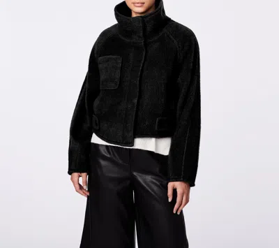Bernardo Fuzzy Wool Jacket In Black