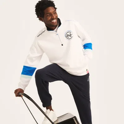 Nautica Men's Competition Relaxed-fit Half-zip Long Sleeve Logo Sweatshirt In White