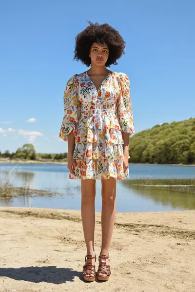 Jessie Zhao Flower Land Cotton Viscose Voile Mini Dress In Multi