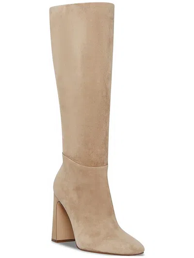 Steve Madden Ally Womens Leather Knee-high Boots In Beige