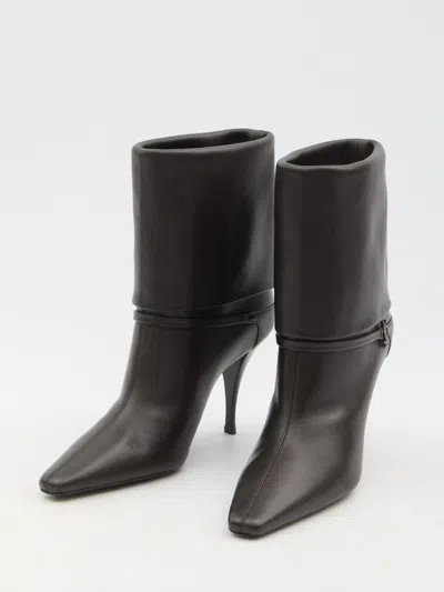 Saint Laurent Niki Smooth Leather Ankle Boots Shoes In Black