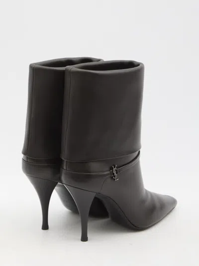Saint Laurent Niki Smooth Leather Ankle Boots Shoes In Black