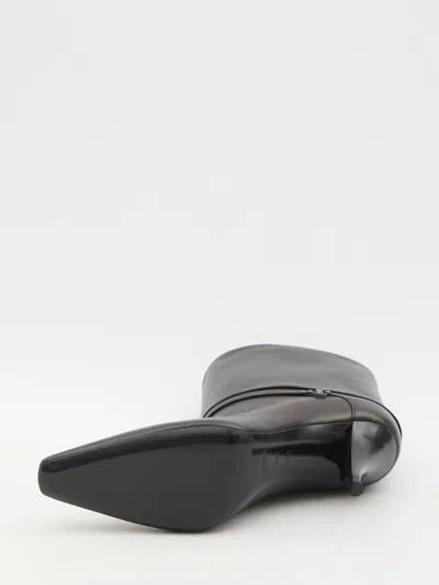 Saint Laurent Niki Smooth Leather Ankle Boots Shoes In Black