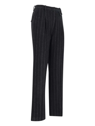 The Garment Tailored Trousers In Black Wool Blend In Black
