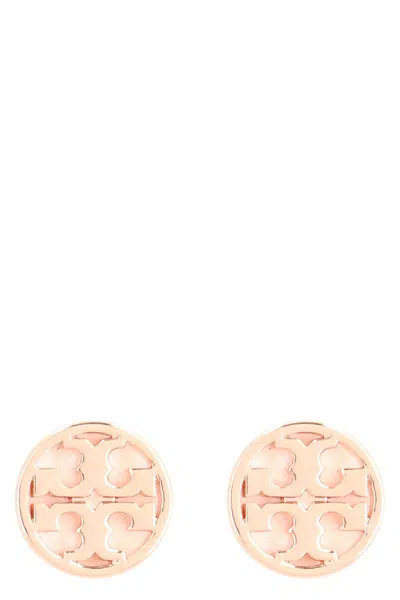 Shop Tory Burch Miller Logoed Earrings In Gold