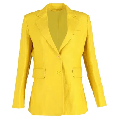 Max Mara Darsena Single-breasted Jacket In Yellow Linen In Yellow