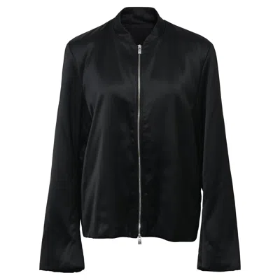 Totême Loose Sleeve Zippered Bomber Jacket In Black Viscose In Black
