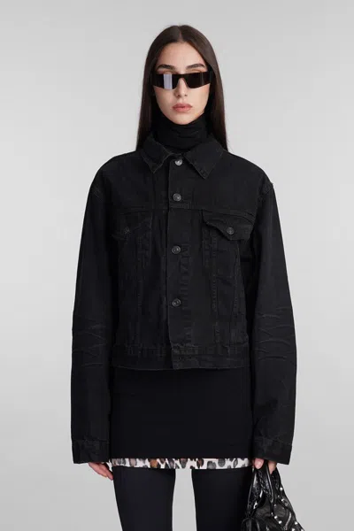 Balenciaga Denim Jacket With Chest And Lateral Pockets In Black