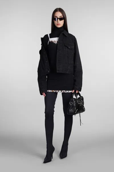 Balenciaga Denim Jacket With Chest And Lateral Pockets In Black