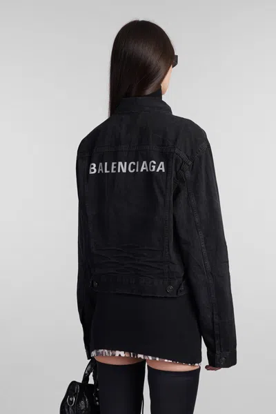Balenciaga Denim Jacket With Chest And Lateral Pockets In Black