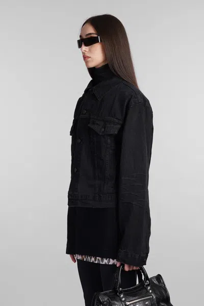 Balenciaga Denim Jacket With Chest And Lateral Pockets In Black