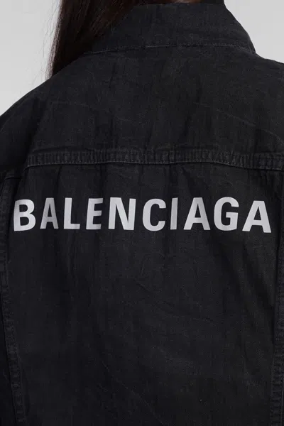 Balenciaga Denim Jacket With Chest And Lateral Pockets In Black
