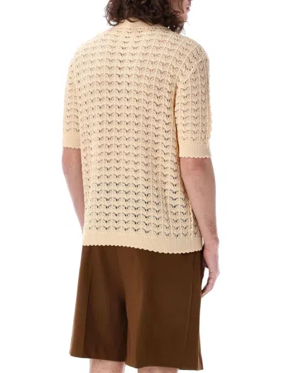 Shop Cmmn Swdn Curt Crochet Polo In Beige