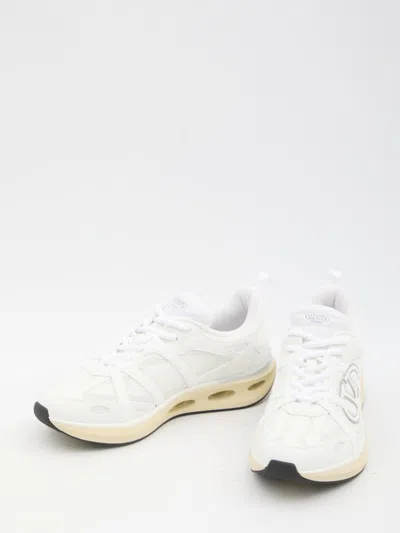 Valentino White Leather And Fabric Vlogo Easyjog Sneakers In White