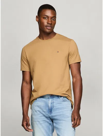 Tommy Hilfiger Flag Embroidery Extra Slim-fit T-shirt In Brown