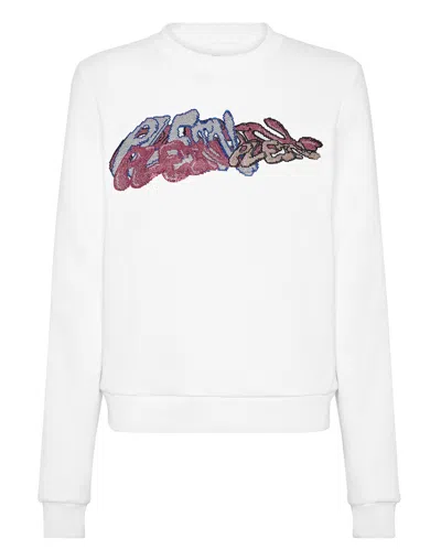 Philipp Plein Sweatshirt Roundneck Bombing Graffiti In White
