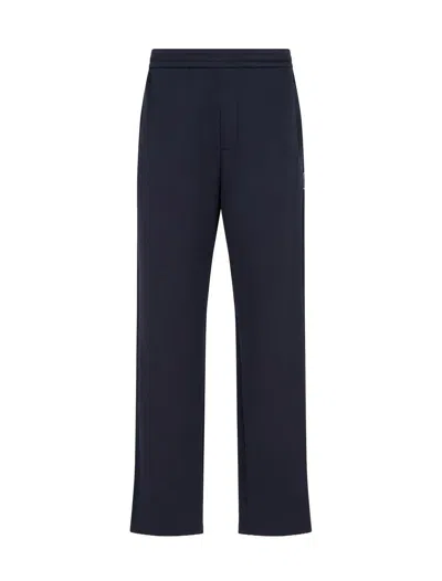 Armani Exchange Tailored Trousers With Pockets And Elastic Waistband In Blue