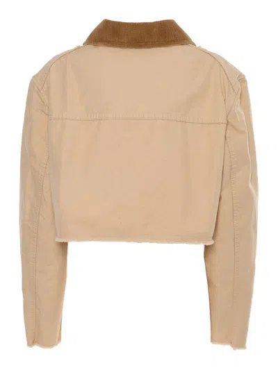 Fay 2-hook Canvas Cropped Jacket In White