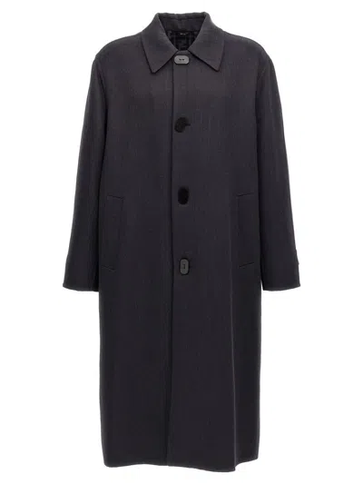 Fendi Cappotto In Misto Lana Antracite Uomo In Blue
