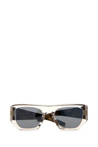 Saint Laurent Occhiali Da Sole Sl 740 In Acetato Multicolor Donna In Transparentcreambrownhavanagreymirrorsilver
