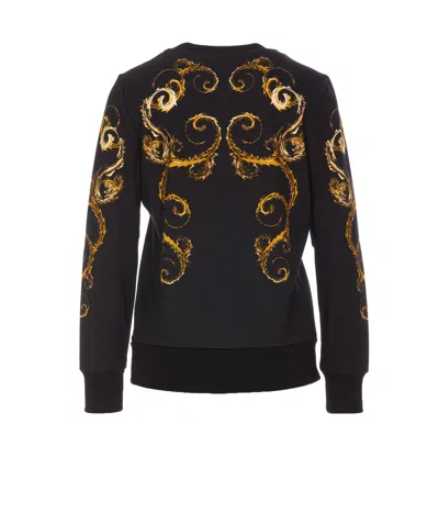 Versace Jeans Couture Knitwear Crewneck Embroidered Design Long Sleeves In Black