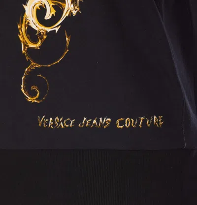 Versace Jeans Couture Knitwear Crewneck Embroidered Design Long Sleeves In Black